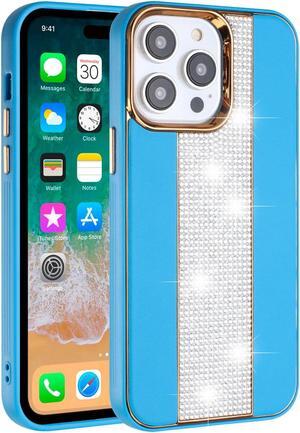 Luxury Crystal Leather Hybrid Case for iPhone 14 - Blue