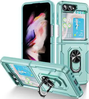 TUFF Shockproof Hybrid Armor Case with Ring Grip for Samsung Galaxy Z Flip 5 - Teal