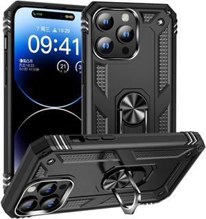 Military Grade Hybrid Case with Ring Grip for iPhone 15 Pro - Black
