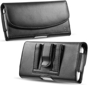 Synthetic Horizontal Leather Pouch Case (6.5 inch & Above Screen Size) - Black