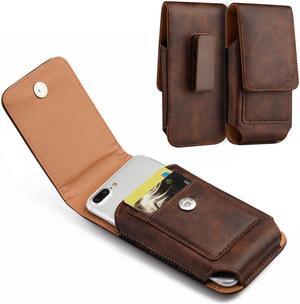 Premium Vertical Leather Pouch Case (6 to 6.49 inch Screen Size) - Brown