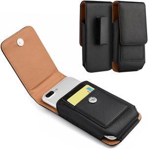 Premium Vertical Leather Pouch Case (6 to 6.49 inch Screen Size) - Black