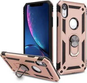 Armor Ring Finger Loop Hybrid Case for iPhone XR - Rose Gold
