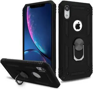 Armor Ring Finger Loop Hybrid Case for iPhone XR - Black