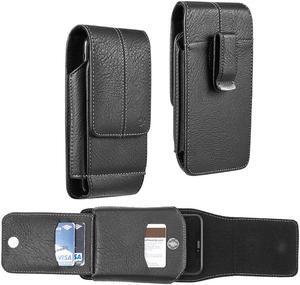 Xtra Series Premium Vertical Leather Pouch Case (6.5 inch & Above Screen Size) - Black