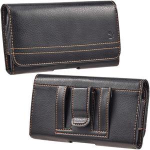Premium Leather Horizontal Pouch Case (6.5 inch & Above Screen Size) - Black
