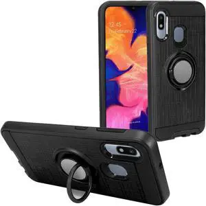 Multifunctional Hybrid Armor Case with Smart Loop Ring Holder for Samsung Galaxy A10e - Black