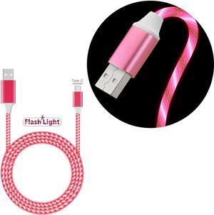Flowing LED Lights USB-C (Type-C) Charge and Sync Cable - Pink