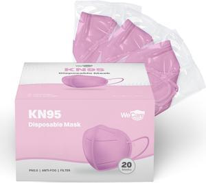 WeCare Protective Disposable KN95 Face Mask, 5-Ply Layer (20 Individually Wrapped) - Pink