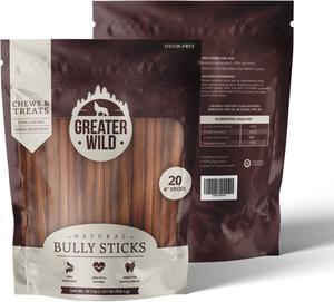 Greater Wild All Natural Ingredient 6" Thick Bully Sticks, Chews & Treats for Dogs - 20 Sticks