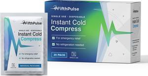FifthPulse Instant Cold Pack, Instant Relief, Disposable Single Use Pouch (5" x 6") - 20 Pack