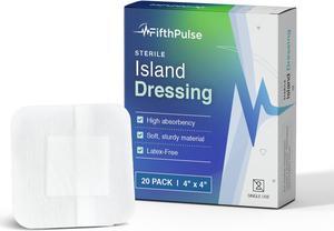 FifthPulse Bordered Gauze-Island Dressing, Latex & Lint Free, Individually Wrapped - 20 Pack