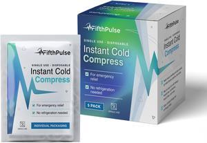 FifthPulse Instant Cold Pack, Instant Relief, Disposable Single Use Pouch (5" x 6") - 5 Pack