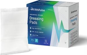 FifthPulse Sterile Abdominal Wound Dressing Pads, Individually Wrapped Soft-Nonwoven (5" x 9") - 20 Pack