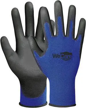 WeCare Safety Work Gloves PU Coated, Superior Grip (Extra Large) - 3-Pair - Blue