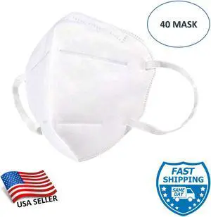 WeCare KN95 Protective Face Masks, White (Each Mask Individually-Packaged) - 40 Pack