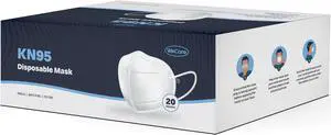 WeCare KN95 Protective Face Masks, White (Each Mask Individually-Packaged) - 20 Pack