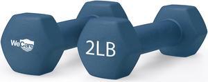WeCare Neoprene Coated 2 Lbs Dumbbells for Non-Slip Grip (Set of Two) - Blue