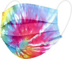WeCare Disposable Face Mask, 3-Ply with Ear Loop (50 Individually Wrapped) - For Kids - Tie Dye