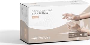 Fifth Pulse Vinyl Exam Latex Free & Powder Free Gloves - Box of 100 Gloves