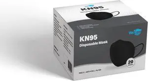 WeCare Protective Disposable KN95 Face Mask (100 Individually Wrapped) - Black