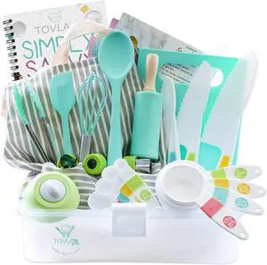 Tovla Jr. Kids Cooking and Baking Gift Set with Storage Case - Complete Cooking Supplies for the Junior Chef - Kids Baking Set for Girls & Boys - Real Accessories & Utensils