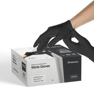 Fifth Pulse Nitrile Exam Latex Free & Powder Free Gloves - Lavender - Box of 50 Gloves (Small) Black XS Size 50 pack