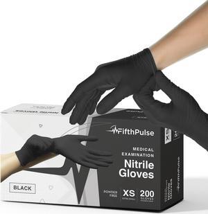 Fifth Pulse Nitrile Exam Latex Free & Powder Free Gloves - Lavender - Box of 50 Gloves (Small) Black XS Size 200 pack