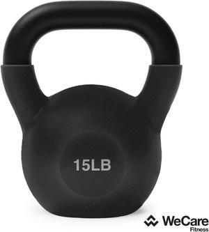 WeCare Fitness Kettlebell, 15 LB Cast Iron - For Home Workout - Black