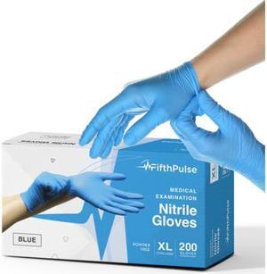 Fifth Pulse Nitrile Exam Latex Free & Powder Free Gloves - Blue - Box of 200 Gloves (XL)