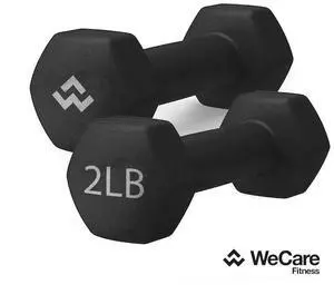 WeCare Neoprene Coated 2 Lbs Dumbbells for Non-Slip Grip (Set of Two) - Black