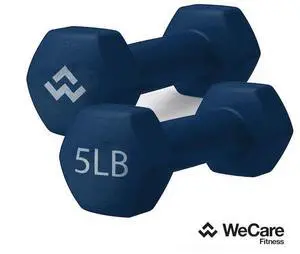 WeCare Neoprene Coated 5 Lbs Dumbbells for Non-Slip Grip (Set of Two) - Blue
