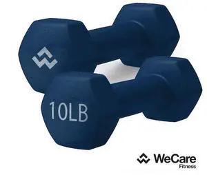 WeCare Neoprene Coated 10 Lbs Dumbbells for Non-Slip Grip (Set of Two) - Blue