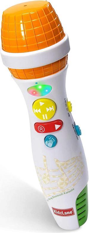 Kidzlane Kids Karaoke Microphone with Bluetooth, Voice Changer, and 10 Built-in Nursery Rhymes - White
