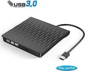 External CD DVD Drive, USB 3.0 Slim External CD/DVD +/-RW Drive Writer Rewriter Burner, DORISO High Speed Data Transfer External DVD Drive for Laptop/Mac/Desktop/MacOS/Windows10/ 8/7