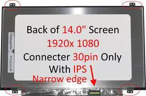Fullcom New 14 inch Screen N140HCE-EN1 Also fit N140HGA-EA1,NT140FHM-N43 1920x1080 30 pin Narrow bazel Matte LCD Replacement (IPS)