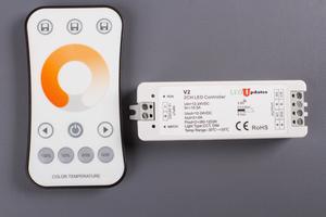 LEDUPDATES Dual Color Controller with remote for Dual Color Temperature LED Strip Light 2700K to 6500K Warm White to Cool White 12v 24v CCT Controller