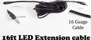 LEDUPDATES 16ft DC Extension Power Cable 5.5MM X 2.1MM Plug, 16AWG Heavy Duty Cable for 5v 12v 24v LED Light, Home Security Camera Surveillance System, DVR and more