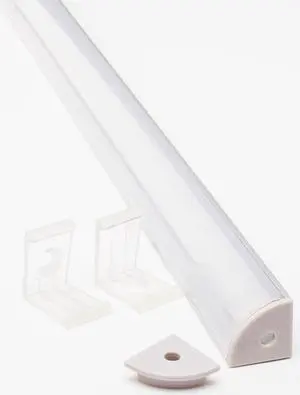 5 Pack V ALUMINUM CHANNEL WITH COVER AND MOUNTING CLIPS FOR LED STRIP LIGHT FIT 6MM TO 10MM