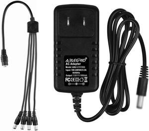 ABLEGRID 12V 2A AC/DC US Plug Power Adapter + 4 Port Splitter 5.5*2.5mm for CCTV Camera Switching Power Lead Battery