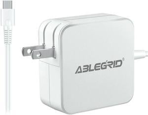 ABLEGRID White 45W Type-C AC Adapter Charger for HUAWEI MateBook HZ-W19 MacBook MacBook Pro