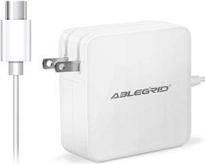 ABLEGRID White 65W AC Adapter Charger Power USB-C Cord For Samsung Chromebook 4+ XE350XBA-K05US