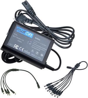 PwrOn 4&8 way splitter+AC DC Adapter For Q-SEE QSS1250A 5Amp 12VDC Surveillance Security Camera CCTV Power Supply Cord Cable PS Charger Input: 100-240 VAC 50/60Hz Worldwide Voltage Use Mains PSU
