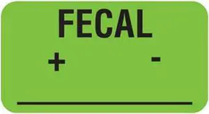 Fecal + - 1-5/8" x 7/8" Fl-Green Label (Roll of 560)
