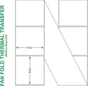 4" x 4" General Use Fan Fold Labels, w/ Perf Thermal Transfer Labels, Perforated, 3000 per Stack (2 Stacks per Carton)
