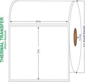 3-1/2" x 1" General Use Labels, w/ Perf Thermal Transfer Labels, Perforated, 1310 per roll (4 Rolls per Carton)