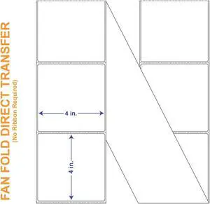 4" x 4" White Direct Print Thermal Labels, Fan Fold 3000 per Stack (2 Stacks per Carton)