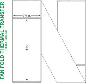 3-1/2" x 8" General Use Fan Fold Labels, w/ Perf Thermal Transfer Labels, Perforated, 970 per Stack (3 Stack per Carton)