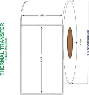 4 x 6-1/2? General Use Labels, w/ Perf and Sensor Notches Thermal Transfer Labels, Perforated, 900 per roll (4 Rolls per Carton)