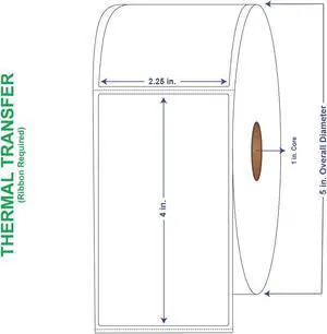2-1/4" x 4" General Use Labels, w/ Perf Thermal Transfer Labels, Perforated, 700 per roll (4 Rolls per Carton)